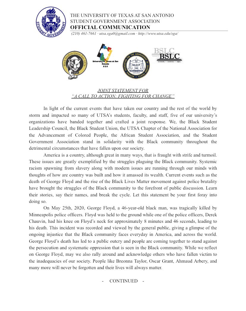 UTSA Student Government tweet media