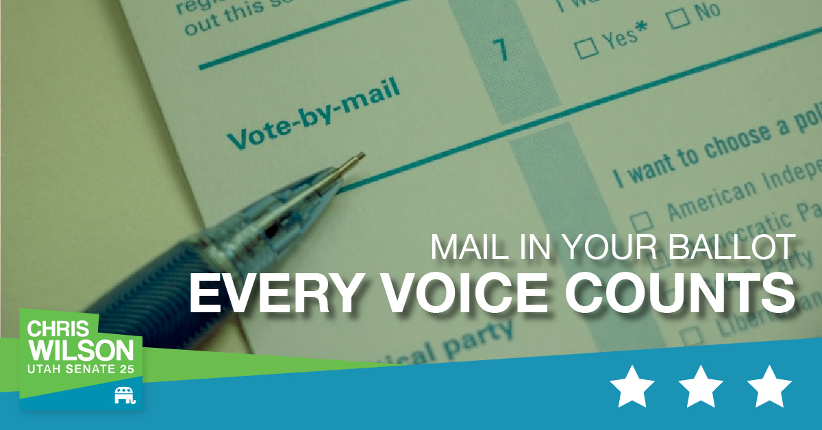 It’s not too late to mail in your ballot! Every voice counts. Don’t miss this opportunity to participate in the greatest privileges we possess in this nation! Please call me if you are still undecided. I would love to answer your questions 435-770-2861 #VoteChrisWilson #ItsTime