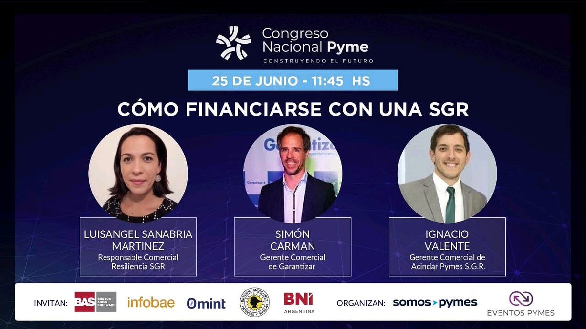 ResilienciaSgr's tweet photo. Mañana!Workshop "Como financiarse con una SGR", en el Marco de la @expopymeargentina , la primera exposición virtual de Argentina, en la cual las PYMES podrán obtener las herramientas necesarias para afrontar los retos de la nueva realidad. 
#expopymevirtual 
#congresopyme
#pymes https://t.co/0Uj3IOhOyZ
