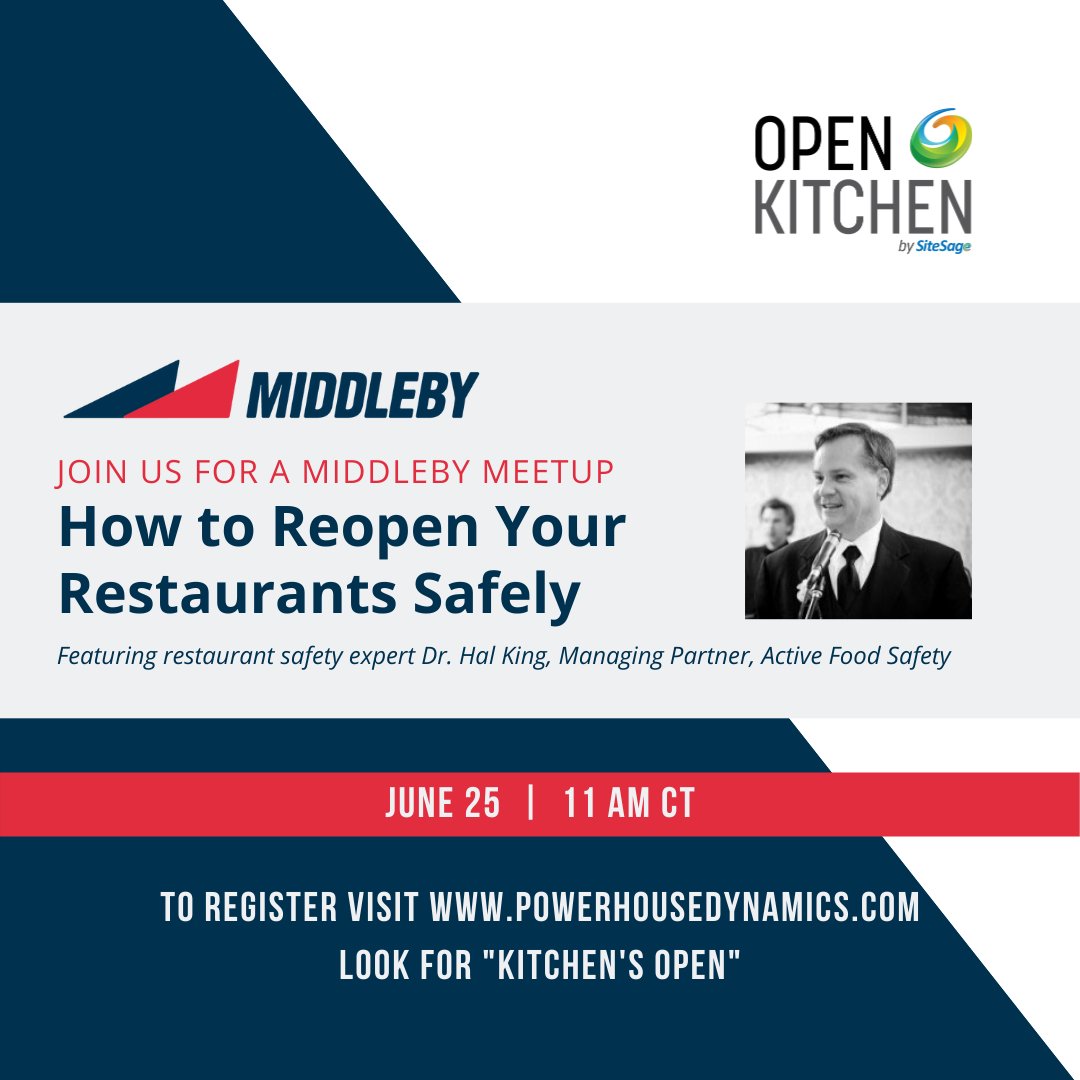 As part of the <a href="/middlebycooking/">Middleby Corporation</a>  family of companies, we are pleased to extend the invitation to this expert webinar: How to Reopen Your Restaurants Safely.

Link: register.gotowebinar.com/register/43670…