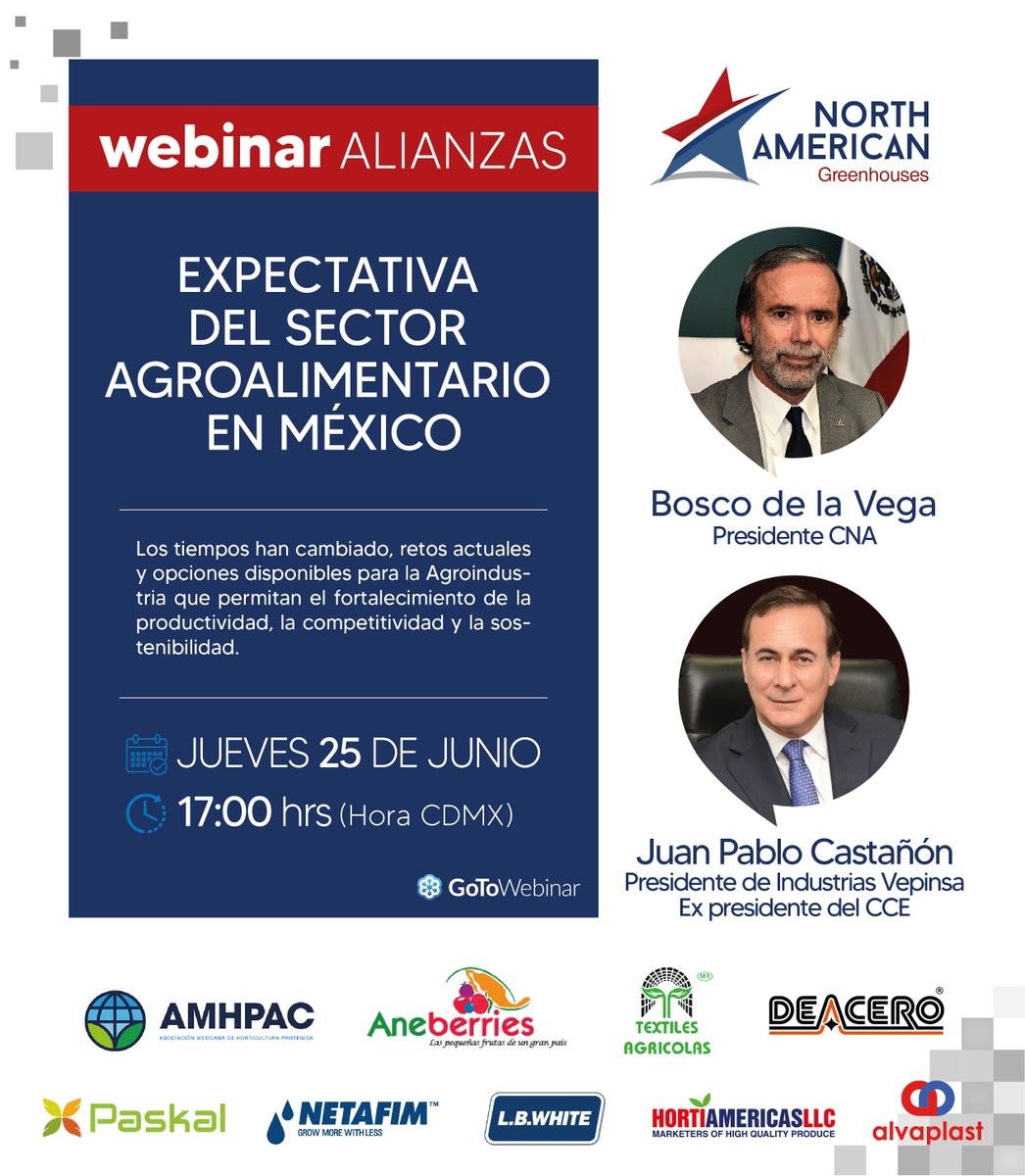 Únase a mi seminario web: Webinar EXPECTATIVA DEL SECTOR AGROALIMENTARIO EN MÉXICO attendee.gotowebinar.com/register/18257… a través de @GoToWebinar