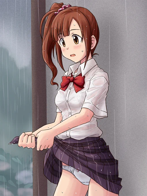 雨で濡れたスカートを絞る女子って実在するんだろうか?
めっちゃしわになりそうなんだけど…。 
