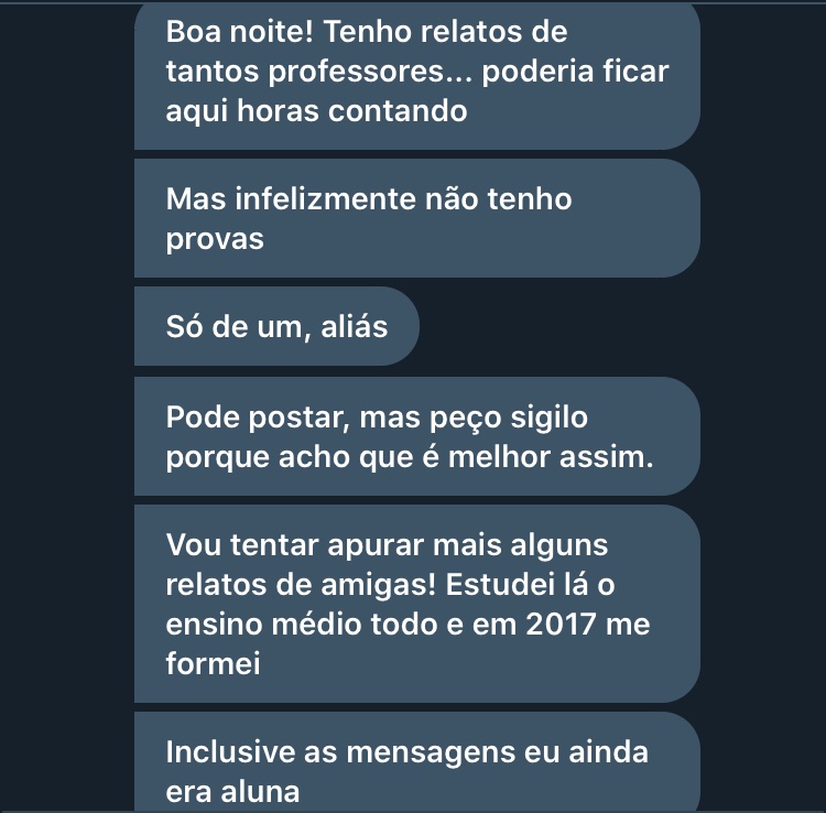 fmexposed2's tweet photo. Mais um relato!! E esse eu to muito assustado!! Precisamos encorajar as vítimas a irem na delegacia e a colocarem o que elas passaram na ouvidoria que o colégio criou para nos ajudar! #FMSEMASSEDIO https://t.co/c8od3gQh2z