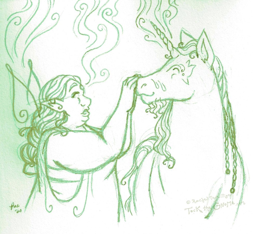 rachillustrates's tweet photo. #junefae the twenty-fourth!! -  #junicorn AND #tockthegnome #worldbuildingwednesday !
This week, we’re looking a bit more at how #unicorns *specifically* act as guides to the Heart of Faerie, for those who know of and seek them. Full post here: https://t.co/7FWAR7HgIm https://t.co/7YKP3OKPr2