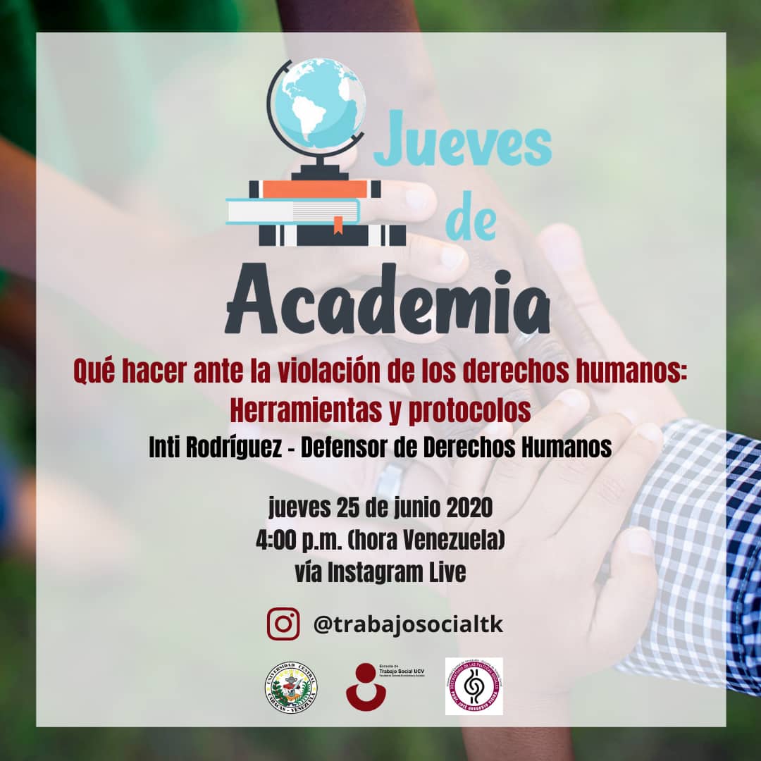 Te invitamos a conectarte a través de #JuevesDeAcademia por el Instagram Live de la Escuela de Trabajo Social-UCV <a href="/TrabajoSocialtk/">Escuela de Trabajo Social UCV</a>  mañana a las 4:00pm (Hora Venezuela).

¡Te esperamos! 

#TrabajoSocial #UCV