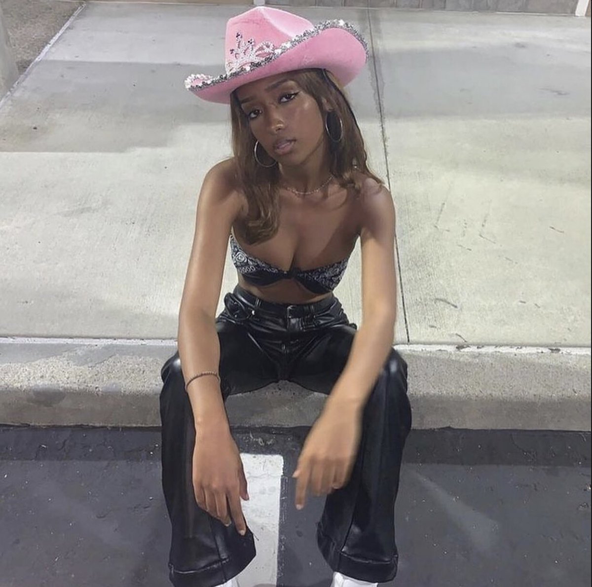 Lily Rose Depp In A Pink Cowboy Hat Iphone Case Cover By Jaydamora Redbubble