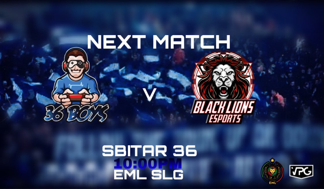 💙 NEXT MATCH ⚪️

Fixture 3️⃣
🆚 Black Lions eSports
📆 25 June 2020
🕢 22.00 GMT+1
📍 Sbitar 36 Stadium

#UNITED #INDEPENDANT #HUMBLE
#FORZA36BOYS 🔵⚪️ <a href="/OfficialVPG/">Virtual Pro Gaming</a> @Esportsmoroccan