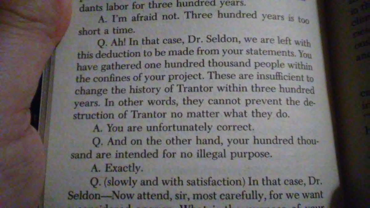 Hari Seldon makes a very concrete prediction: that the world-city of Trantor, capital of the Empire, will be totally destroyed within three hundred years.In the "Dark Ages" the population of the city of Rome fell from over 400,000 to as low as 35,000. https://en.wikipedia.org/wiki/Rome#Demographics