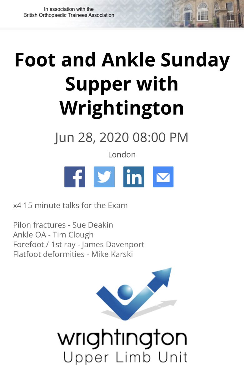 BOTA (@bota_uk) on Twitter photo Don’t forget to join us this Sunday the 28th for our Foot and Ankle Sunday Supper with Wrightingon! You don’t want to miss out! Register on: us02web.zoom.us/webinar/regist… or you can partake via their Wrightington Upper Limb YouTube channel! <a href="/upper_limb/">Alistair Jepson</a> Don’t forget to join us this Sunday the 28th for our Foot and Ankle Sunday Supper with Wrightingon! You don’t want to miss out! Register on: us02web.zoom.us/webinar/regist… or you can partake via their Wrightington Upper Limb YouTube channel! <a href="/upper_limb/">Alistair Jepson</a>