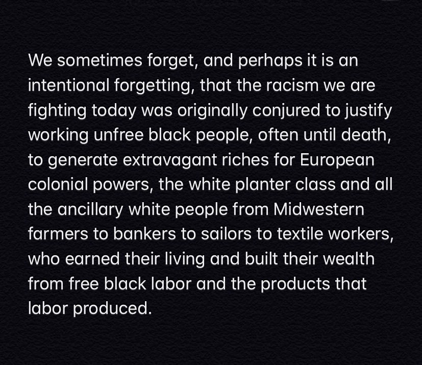 “...racism is the child of economic profiteering, not the father.” https://www.nytimes.com/interactive/2020/06/24/magazine/reparations-slavery.html  #PDoH  #Interdependence