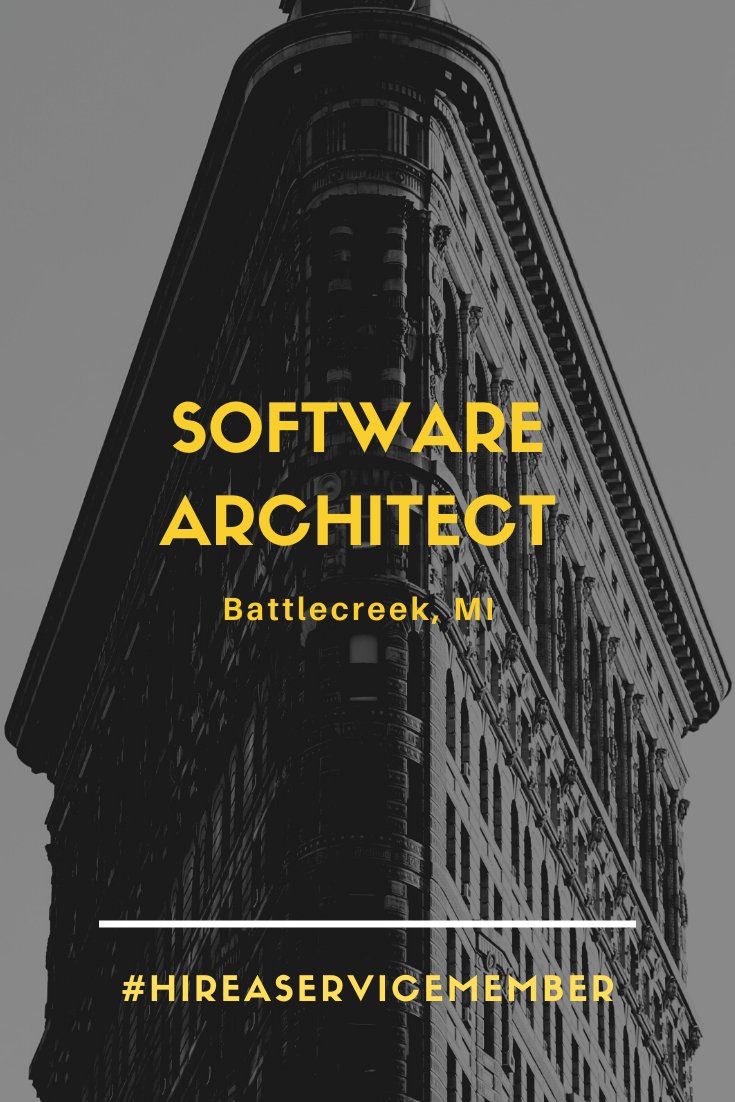 #Hiring for #SoftwareArchitect in #BattlecreekMI or #Remote

Job description: bit.ly/NGESP_SolfArch…
Contact Eboni: bit.ly/EboniNGESP

#HireAServiceMember #NGESP #HireMilitary #JobSearch #MilitaryJobs #OhioMeansJobs #TechJobs #ITJobs #HireMe #AnalystJobs #RemoteJobs #WFH