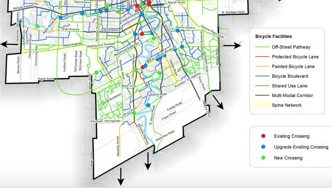 Here's page 172 of the report. This time, Roblin is an orange line, which again equates to a "painted bike lane." And again, this is two steps above a "shared use lane." 3/