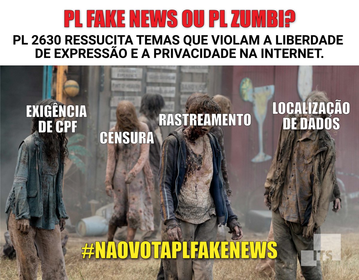 ITSriodejaneiro's tweet photo. Que bruxaria é essa? O #PLFakeNews ressuscitou das cinzas tentativas de regulação da Internet no Congresso Nacional que já estavam sepultadas. ☠️ Segue o fio para entender os temas “zumbis” do texto. 🧟♂️#SenadoArquivaPL2630 #NãoVotaPLFakeNews 1/7 https://t.co/21ZfkwKyPC
