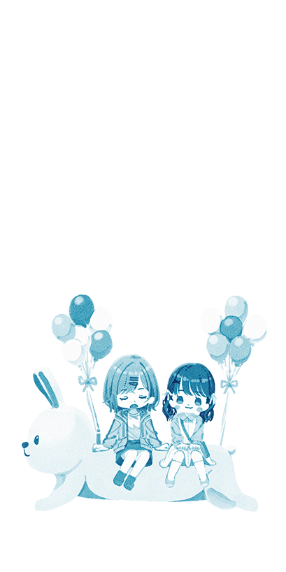 fukumaru koito ,higuchi madoka multiple girls balloon monochrome twintails hairclip hair ornament 2girls  illustration images