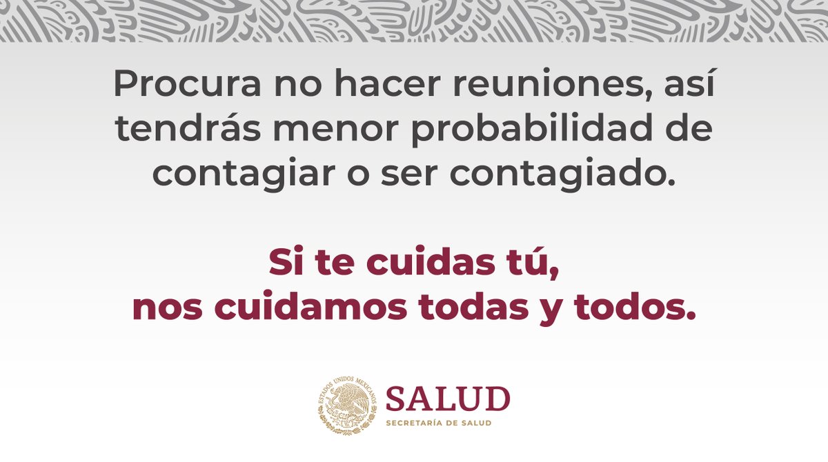 La epidemia de #COVID19 en México no ha terminado.

Si te cuidas tú, nos cuidamos todas y todos.