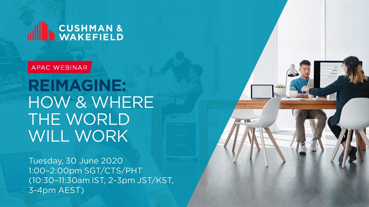 cushwakeAsia's tweet photo. Last month we launched The Future of Workplace report based on our findings of the current work from home experience. Join our discussion on these findings and more in an upcoming webinar. Register here to join >> https://t.co/faTAUu83mg #workplace #CRE https://t.co/wjy2zixcJO