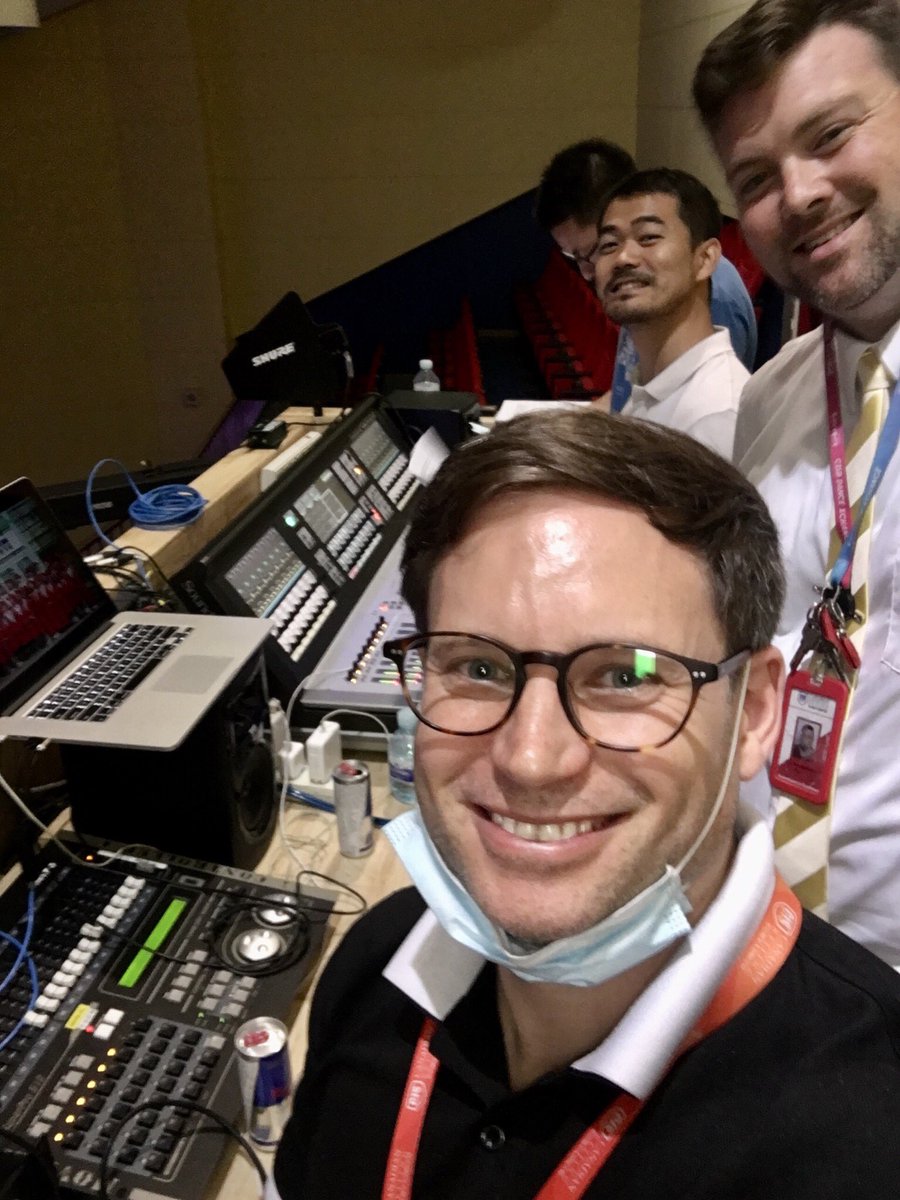 MurrChris's tweet photo. ‘A simple Zoom graduation,’ they said. Easy, I thought and agreed. ‘BTW, we want to have separate feeds for spotlighting the speaker and the keynote / videos. Also, we want to run sound through 3 separate channels. Now about streaming separately to parents... #MyCISB #virtualgrad https://t.co/2ZrfestNr6