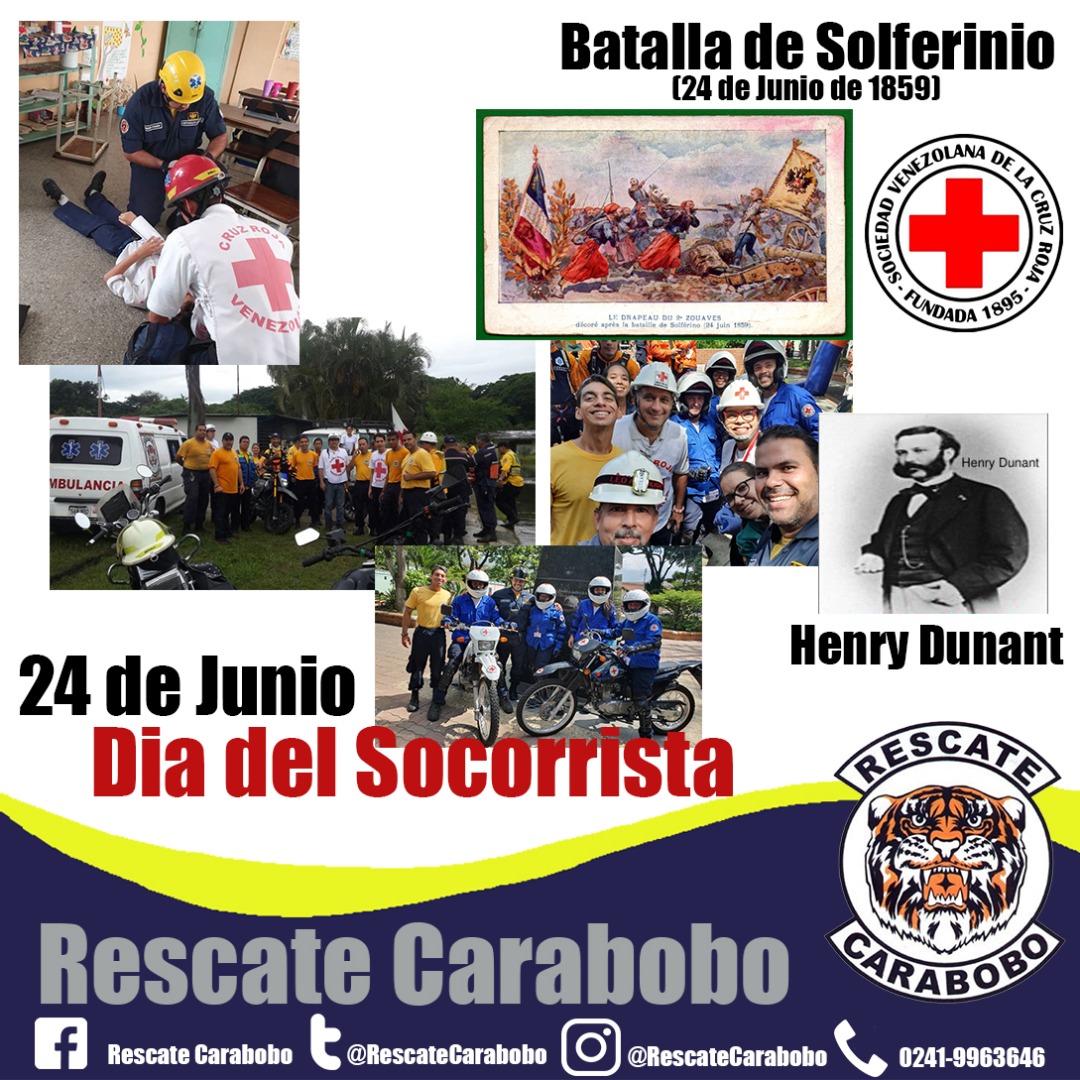 El 24 de Junio marca el inicio de la Cruz Roja y Medía Luna Roja.  
Feliz Día del Socorrista a quienes ejercen esta misión bajo principios de Humanidad, Imparcialidad, Neutralidad, Independencia, Voluntariado, Unidad y Universalidad. <a href="/CruzRojaVe/">Cruz Roja Venezolana</a>
¡Para Que Otros Vivan!