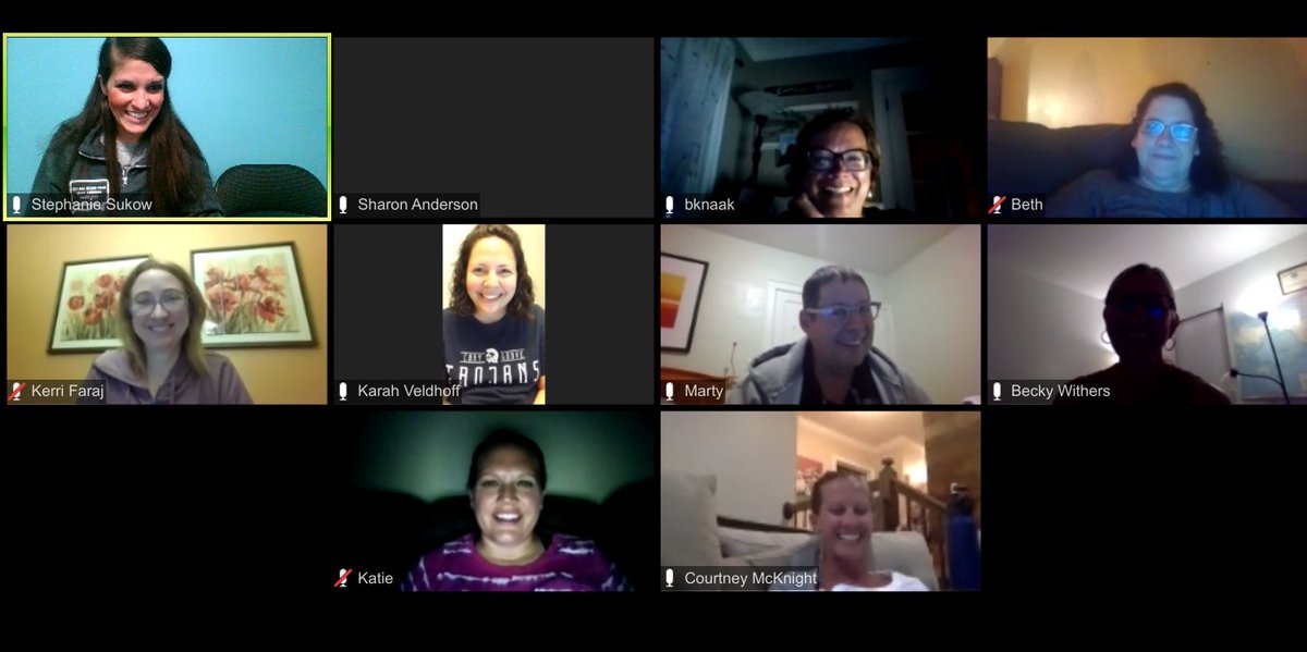 Steph_Sukow's tweet photo. This crew is amazing! Thanks for joining me to talk about @CanvasLMS for TWO HOURS on a summer evening! #MyColleaguesRock #BurningForLearning #AllInThisTogether https://t.co/Ir0P8jApbF