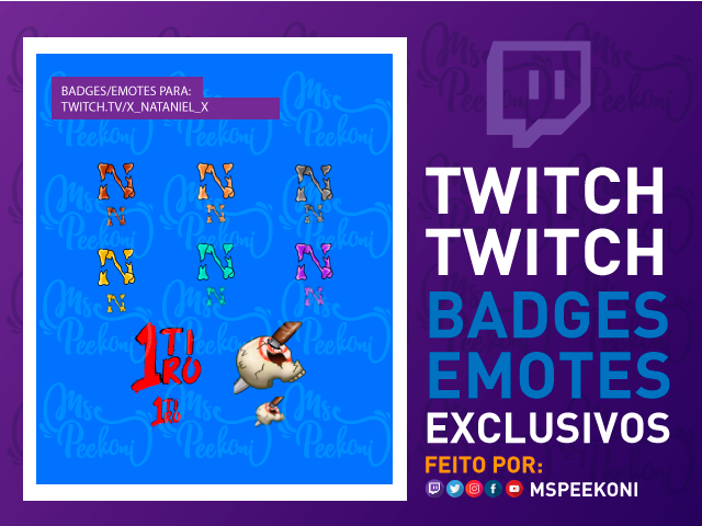 itspkoni's tweet image. E também finalizamos mais um pacote de emotes e badges.

Espero que o seu chat goste do resultado #Nataniel !!

Obrigada pela confiança, e quem quiser conhecer o trabalho dele, basta acessar:

twitch.tv/x_nataniel_x 

#twitchemotes #emotes #badges #twitchbadges #commisionsopen
