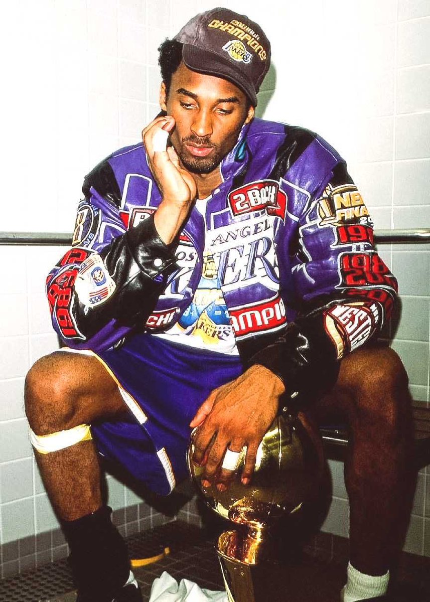 Kobe sad sitting with NBA Championship Trophy after winning graphic tee