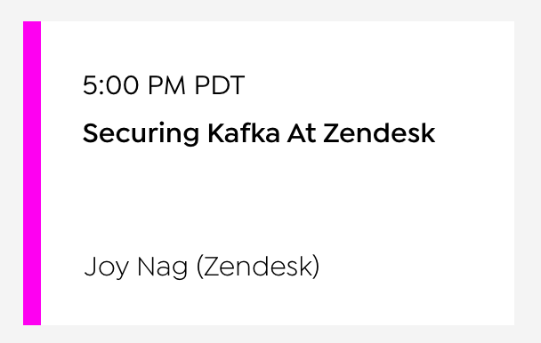 joycse06's tweet photo. I am super excited that my #kafkasummit talk proposal - "Securing Kafka At Zendesk" got accepted! Looking forward to sharing our story. https://t.co/3EtBJRRmlJ https://t.co/M8SfMXpwtW