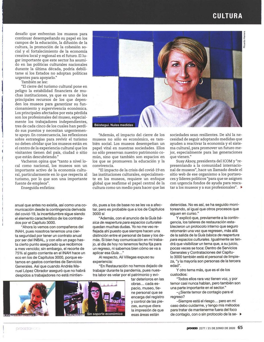 promuseos's tweet photo. Los museos en emergencia. Entrevista a @LolitaBeistegui vocera de @promuseos para la revista @proceso. Aquí una versión en línea del texto: https://t.co/XA5dohZPqS #MuseoTeQuieroVivo #proMuseos #4TSinMuseosNoHayTransformación https://t.co/9QDBV6ziDE