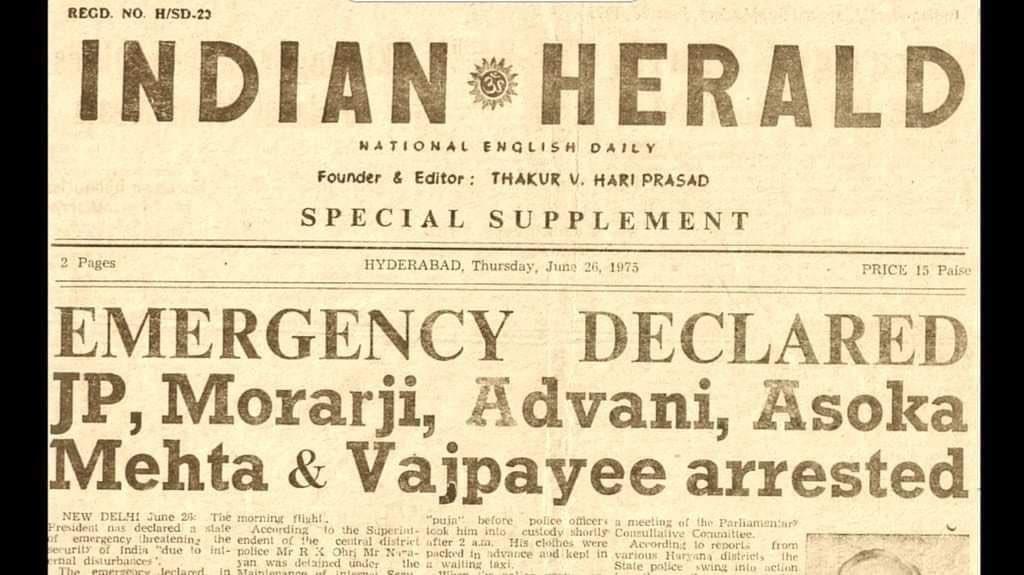 AshishSainram's tweet photo. The announcement of the tyranny, intolerance and dictatorship in Indian democratic history.

Mind it ⁦@RahulGandhi⁩ ji, it was your grandmother who did all this

#Emergency1975HauntsIndia https://t.co/UEQnGKjvMX