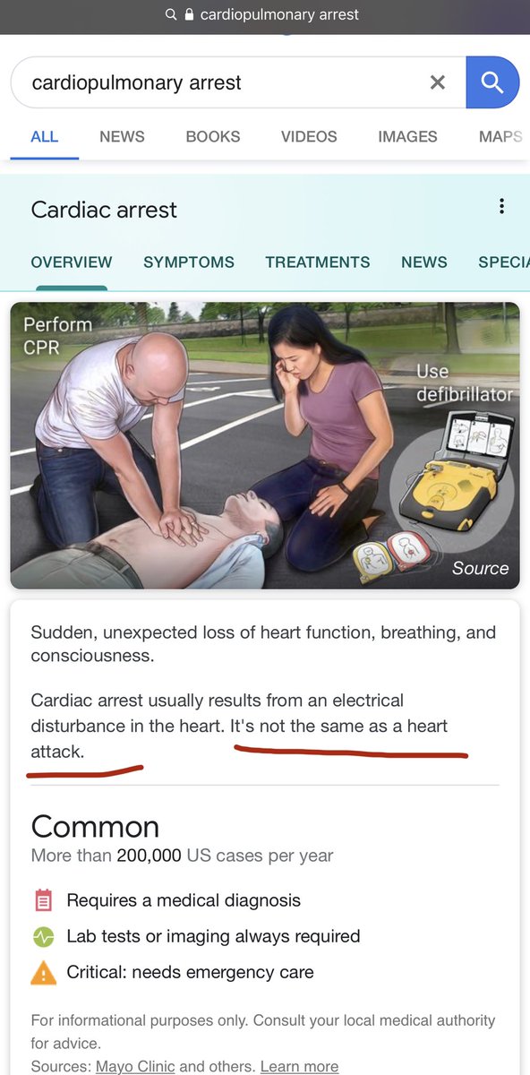 RN here. Friendly reminder that “Cardiopulmonary arrest” is NOT the same as “Heart Attack” aka “MI” (myocardial infarction).Mechanical Asphyxiation caused cardiopulmonary arrest in George Floyd’s case. Idk what this nurse is talking about, MI is not the same thing.  https://twitter.com/daysiahinton/status/1275788086765641728