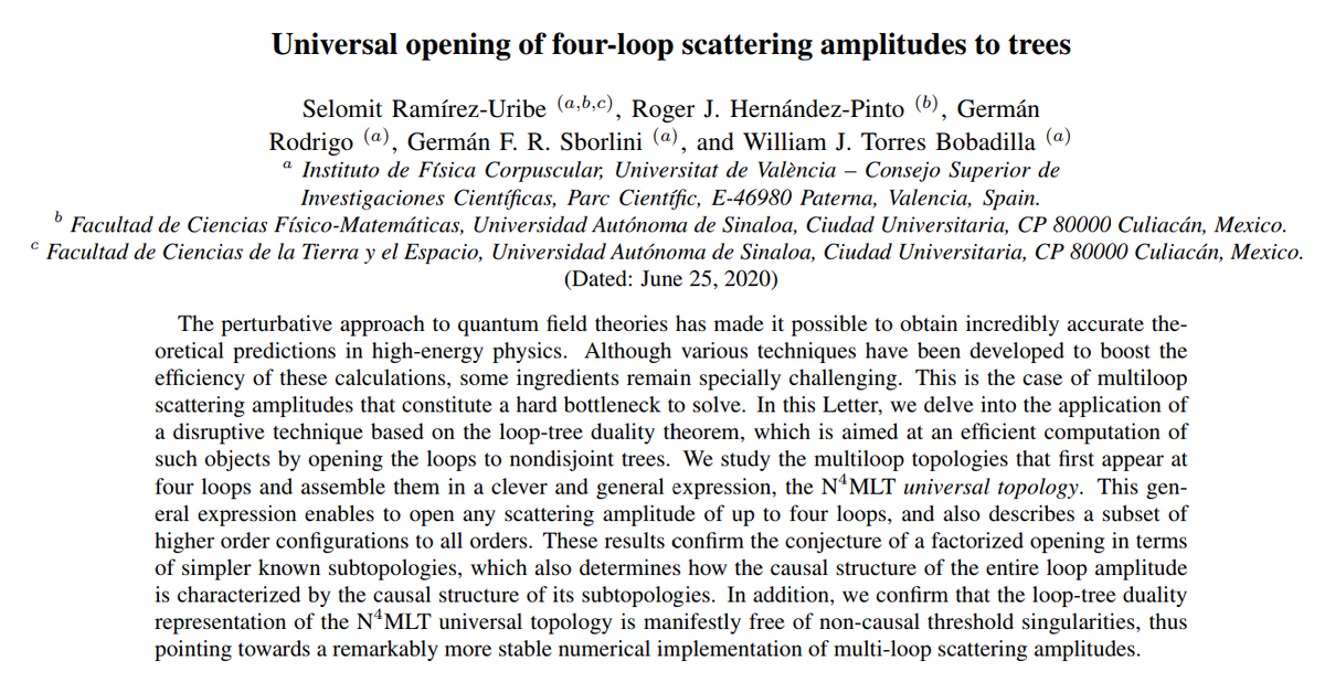 RamirezSelomit's tweet photo. #LTD news ... great team, great work!!! @GermanRodrigoC2 @gfsborlini @Sarevemon @RogerHer
=Universal opening of four-loop scattering amplitudes to trees=
 https://t.co/MKfXg7hEyO https://t.co/KVMS9zoP9A