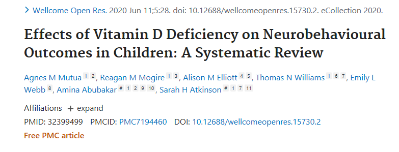 KEMRI_Wellcome's tweet photo. This systematic review shows limited and inconclusive evidence for the effects of prenatal or childhood vitamin D status on neurobehavioral outcomes in children and further well-conducted studies are needed. https://t.co/eTmoS5tYRB

@AMutuagnes @Sarah_AtkinsonS @IDeAL_KEMRI_WT https://t.co/vb7qBoTLub