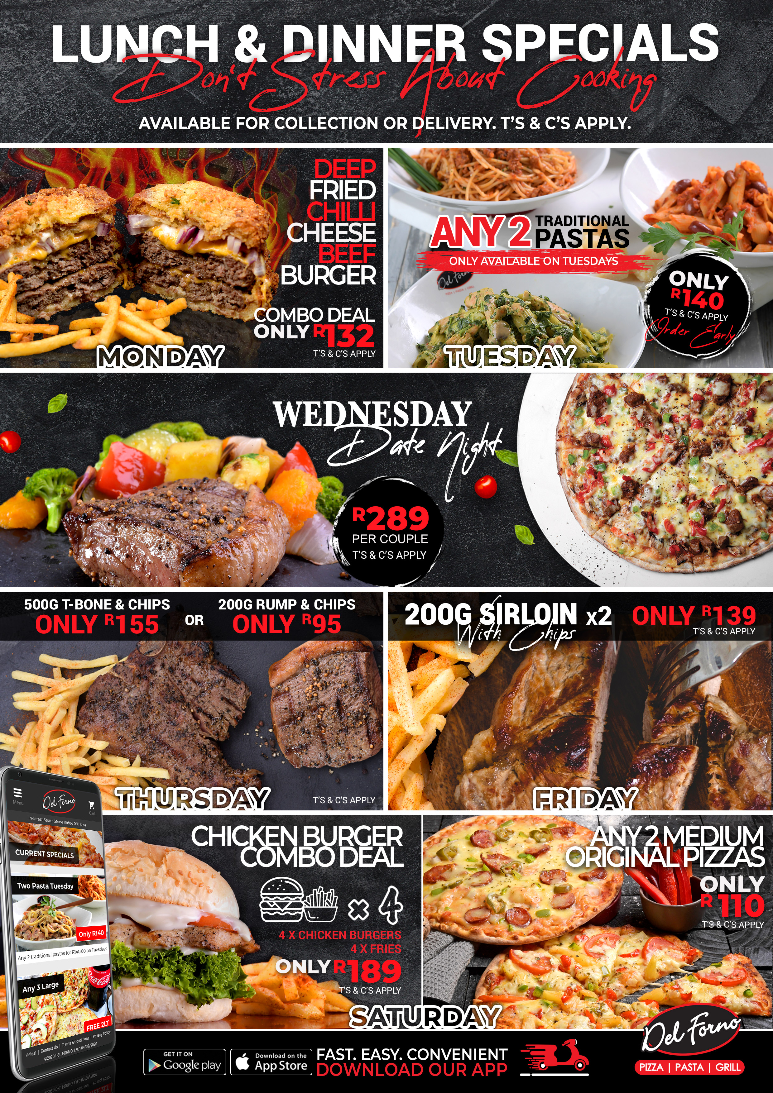 Del on sale forno menu