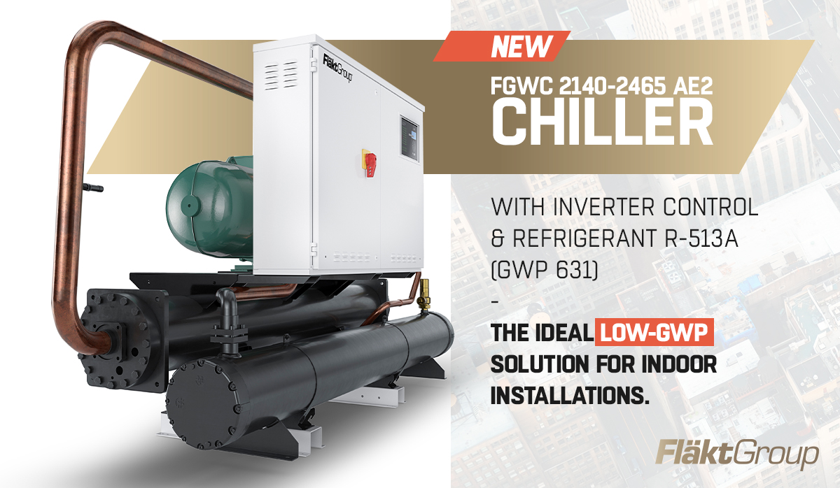 FlaktGroup's tweet photo. Our new FGWC 2140-2465 AE2 Chiller incorporates the refrigerant R-513A (GWP 631), which is the ideal Low-GWP solution for units to be installed indoors.

View product: https://t.co/ZuXLjWGfDy

#flaktgroup #hvac #airconditioning #chillers https://t.co/wYlE3dYAsy