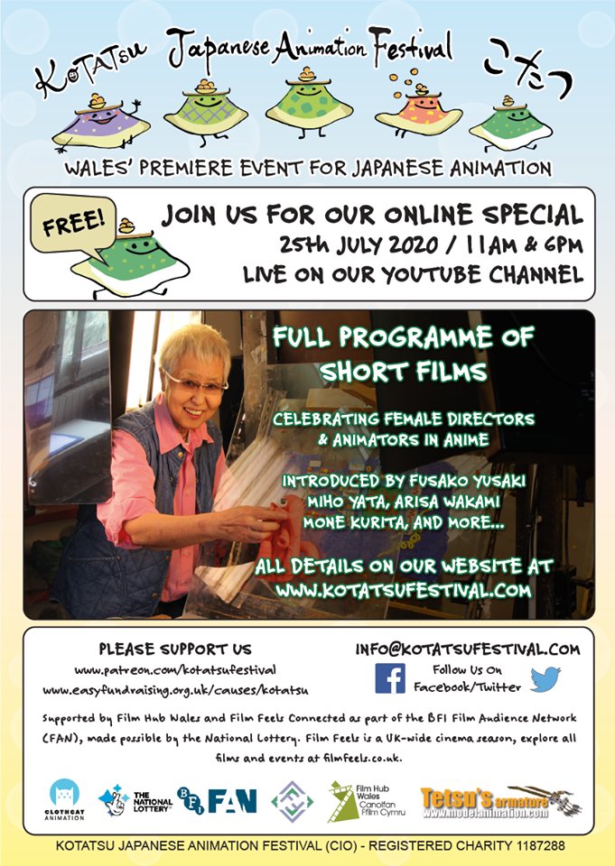 FilmHubWales's tweet photo. Exciting news! @Kotatsufestival will be broadcasting a free online screening of shorts directed by #FemaleAnimators on their YouTube channel on July 25 at 11am, repeated at 6pm.

Find out more about their programme here: https://t.co/nWRj0N5uUi https://t.co/oDwlYFpaLE