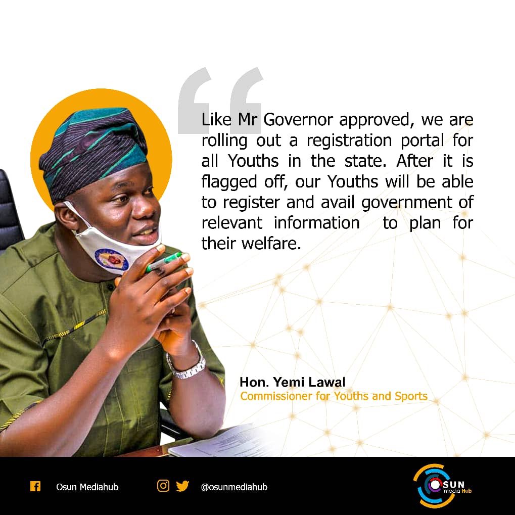 unscriptedjoy's tweet photo. @StateofOsun To Setup Database For Youth Enagement, Empowerment. 

Cc @GboyegaOyetola https://t.co/KY2LG0Zjsn