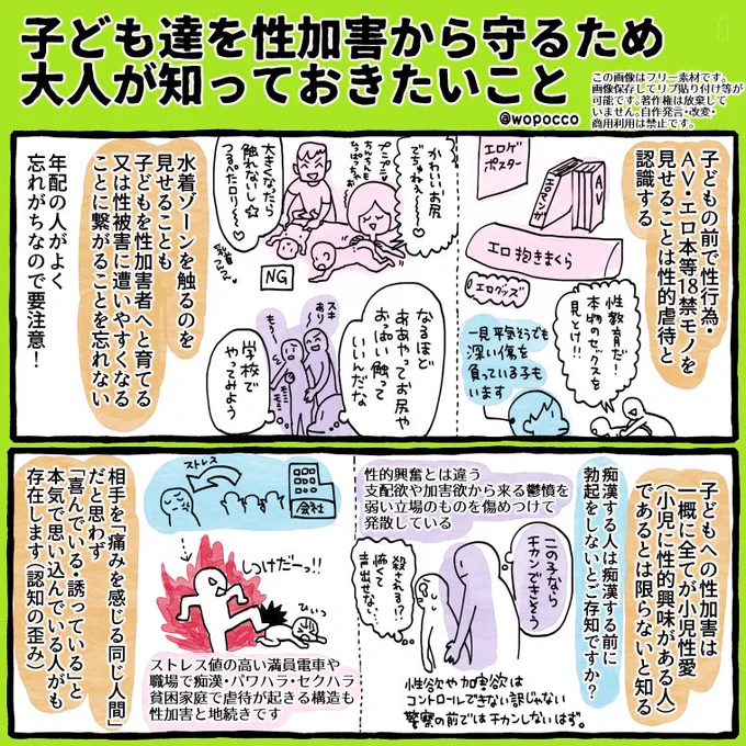 前回バズった性加害のまとめで伝えきれなかった部分を追加で漫画にしました
幼児期の性教育画像と前回の画像も細かい所を修正してこちらのURLに一覧にして読みやすくしてますので是非使ってやって下さい!
↓
https://t.co/zy84BAPeuF

色んな人に届きますように…

#ヲポコめも #包括的性教育 