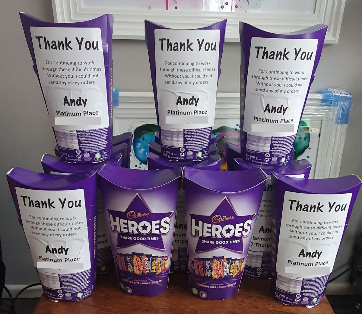 A delivery of Heroes to my <a href="/RoyalMail/">Royal Mail</a> sorting office. I would like to say a huge thank you to all Royal Mail workers in the UK, for working over the last few months. I could not get orders to Customers without you. #Heroes #ThursdayThoughts  #coronavirus  bit.ly/shop4stickers