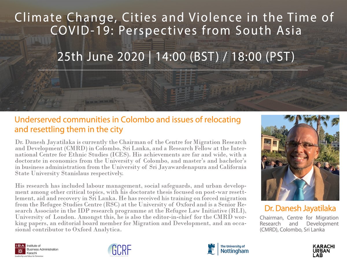 GCRF_CCUVN's tweet photo. Dr. Danesh Jayatilaka @DaneshJayatilak on our panel today will talk about undeserved communities in Colombo and issues of relocating and resettling them in the city.
#GCRF
#CCUVNWorkshop https://t.co/yXbNJS9WUB