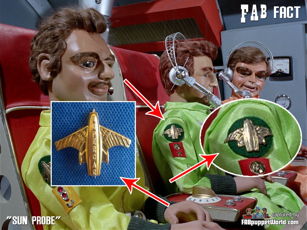 FABpuppetWorld's tweet photo. The badge on the Solarnauts uniform is a modified version of the Supercar club badge. #Thunderbirds #Supercar #GerryAnderson #supermarionation #puppets #marionettes #fpw #fabfacts https://t.co/8bA39y4gRr