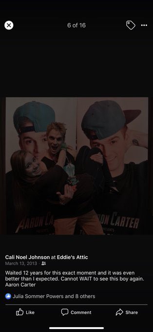 Thread 1/5 updated**Some info, pics and DM exchange from Cali Noel and Aaron Carter. Cali Noel first met  #AaronCarter on March 13, 2013 (she was 16). She did not meet him at the Fantastics.  #IStandWithCali  #JusticeForAllVictims