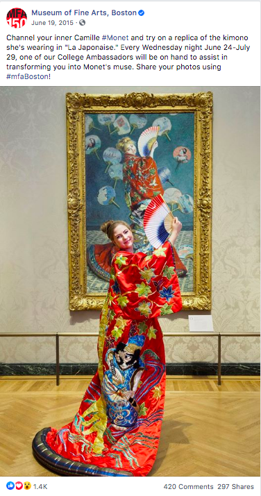2. I didn’t hear about Kimono Wednesdays or the protests until I received an email from an Asian American reader on July 2nd, linking to a 6/19/15 post on the MFA’s Facebook page & the protesters’ Tumblr. https://www.facebook.com/mfaboston/photos/a.157948467320.125412.28314922320/10152912478132321/