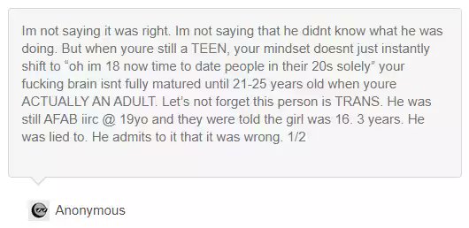 MysteronsVoice's tweet photo. And here he is defending a 19 year old to groom a minor because he's trans. https://t.co/ENaPaqrc7c
