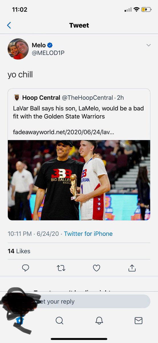 positiveparrot3's tweet photo. Melo tweeted this out when he saw what lavar said. He deleted it very quickly 👀 @espn @FirstTake https://t.co/NfBhMyePhr