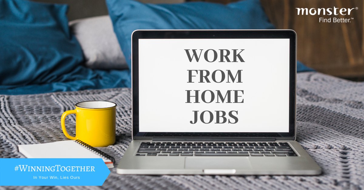 Looking for work from home jobs or the ones that provide flexibility to work from home? Search and apply to various such jobs on Monster today. bit.ly/2BoGeKZ

#WinningTogether #WorkFromHomeJobs #COVIDLayoffs #COVIDJobs #MonsterJobs #DataEntryJobs #TypingJobs