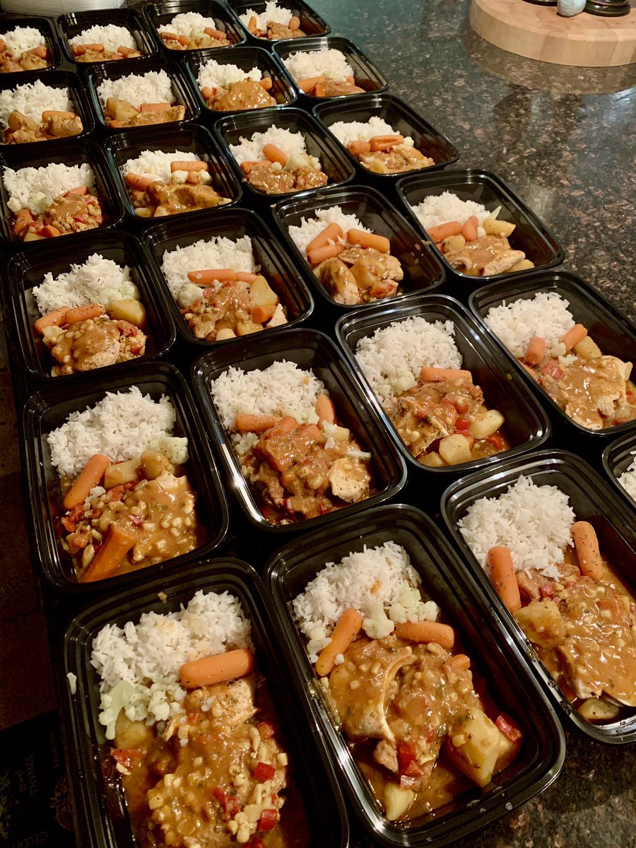 LorraineChef's tweet photo. Wow 😳. That was a photo finish. I was so ahead. And then our kitchen sink clogged. Next the garbage disposal died, and the floor flooded. So long story short, it was a lil struggle, but #24Meals are done. Trinidad style Chicken stew for 24. I’m 🙅🏻‍♀️ for today. https://t.co/fxpXnxeNrS