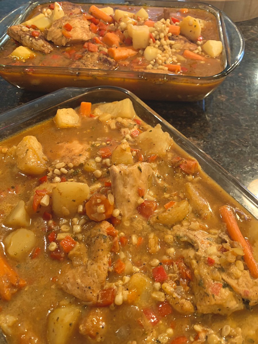LorraineChef's tweet photo. Wow 😳. That was a photo finish. I was so ahead. And then our kitchen sink clogged. Next the garbage disposal died, and the floor flooded. So long story short, it was a lil struggle, but #24Meals are done. Trinidad style Chicken stew for 24. I’m 🙅🏻‍♀️ for today. https://t.co/fxpXnxeNrS