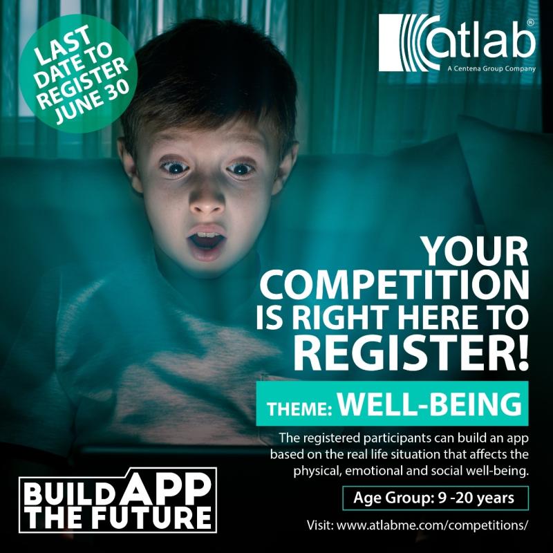 atlabshoponline's tweet photo. The last date to register is 30th June 2020.
Build the app of your dreams and win amazing prizes!
Eligibility: Ages 9-20 yrs.
To know more/register visit: https://t.co/DiRn4EBY20
#registernow #competition #wellbeing #kidscompetition #competitionforkids #atlab #centenagroup https://t.co/BUz2aHsC31