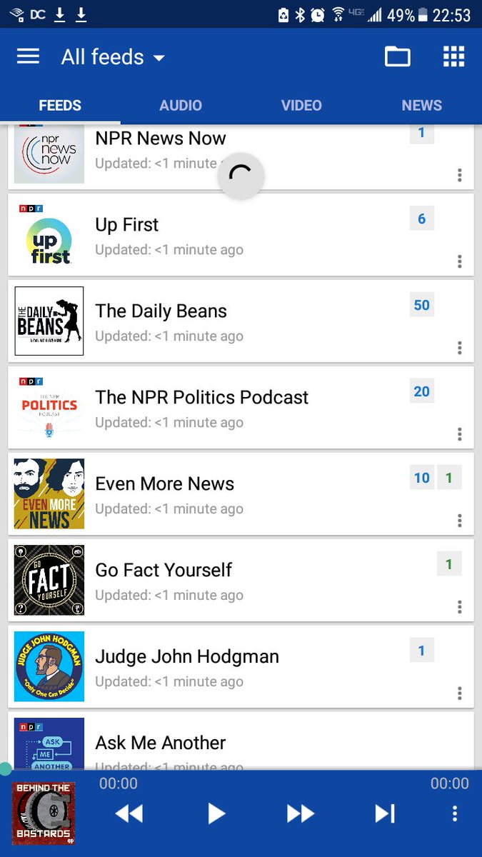 I have, in order to stay functional, dozens of podcasts that are running at 1.3-2 times speed, depending on my brain.In my ear.At all times.At work, doing chores, playing games. I'll stop them if I'm talking to someone, that's it.Data. Always. Constantly.