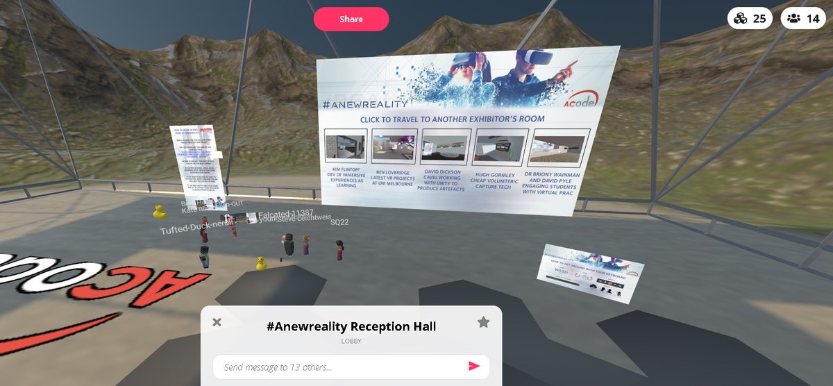 While I don't have my headset with me, it's fantastic fun to watch and listen via browser to academics, learning designers, researchers and technologists interact in the #ANR2020 reception hall as part of today's #Anewreality conference.