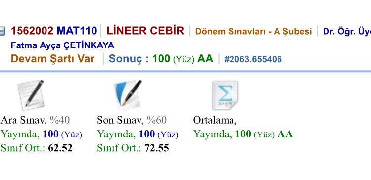Korona sayesinde ilk ve son defa görebileceğim bir not galiba 👍💯